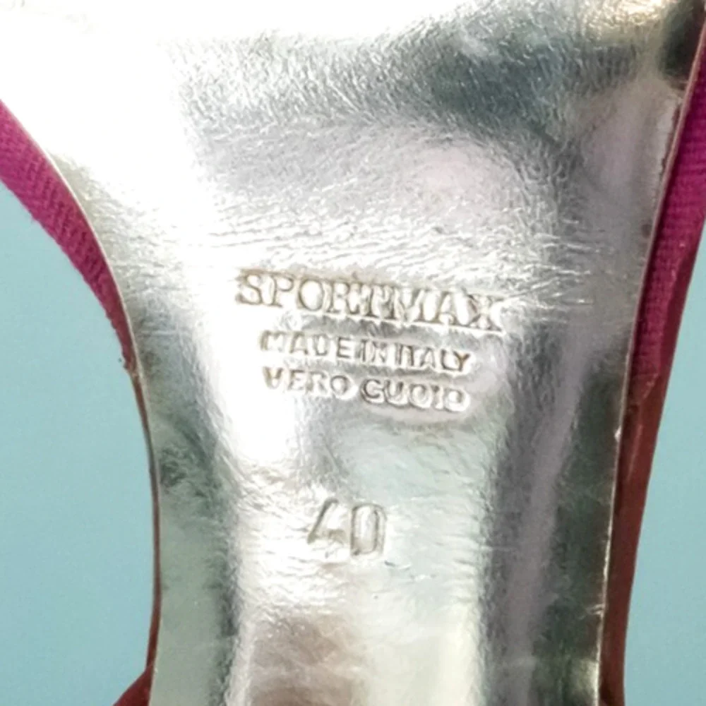 Sportmax Max Mara 40 Size 10 Pink Patent Leather Fringe Strappy High Heel Sandal